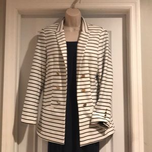 H&M White & Black Striped Jacket/Blazer Sz 14